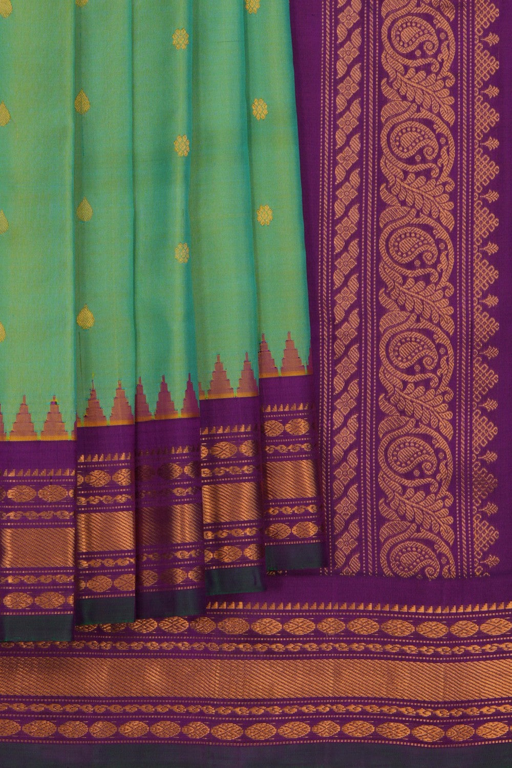 Image of Gadwal Silk Sea Green Saree